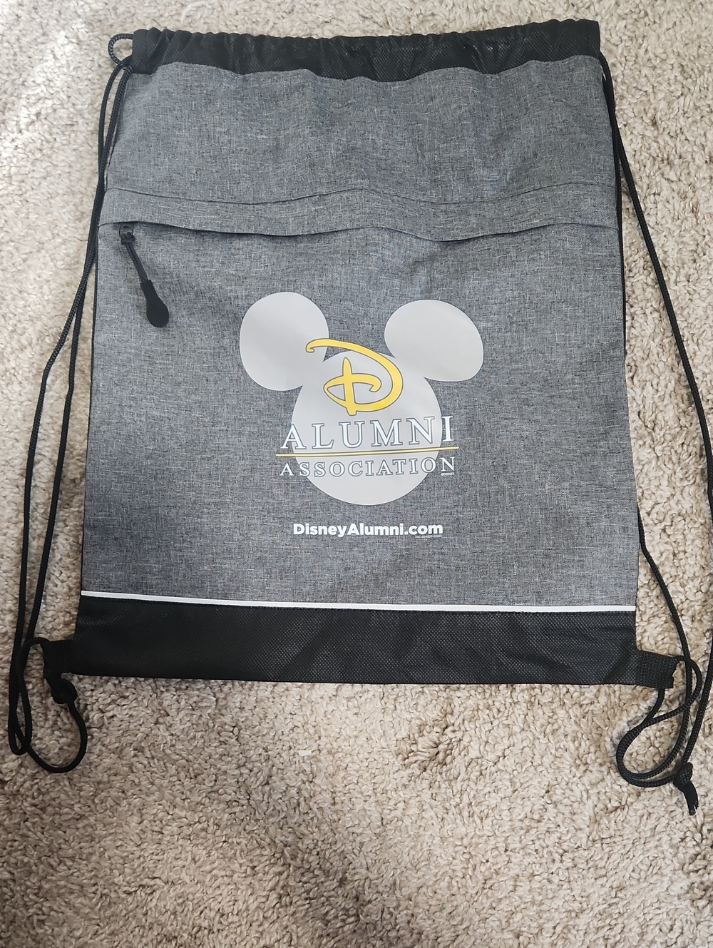 Rare Disney Alumni Gray Drawstring Bag